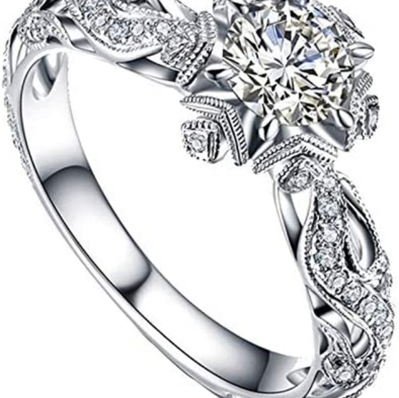 Women Engagement Ring Natural Moonstone Silver - Picture 2 of 10